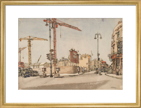 Notting Hill Gate reconstruction (Art print, Medium, Gold)
