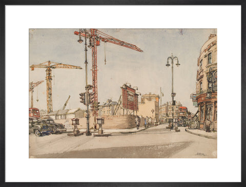 Notting Hill Gate reconstruction (Art print, Large, Black)
