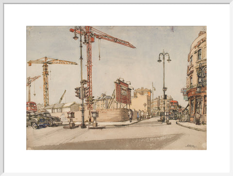 Notting Hill Gate reconstruction (Art print, Extra large, White)
