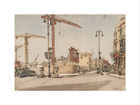 Notting Hill Gate reconstruction (Art print, Large, unframed)