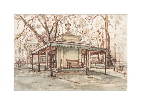 The pumphouse/shelter in the centre of Berkeley Square (Art print, Extra large, unframed)