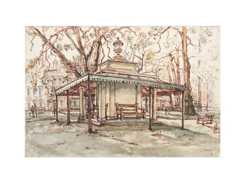 The pumphouse/shelter in the centre of Berkeley Square (Art print, Medium, unframed)