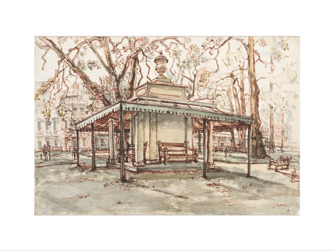 The pumphouse/shelter in the centre of Berkeley Square (Art print, Large, unframed)