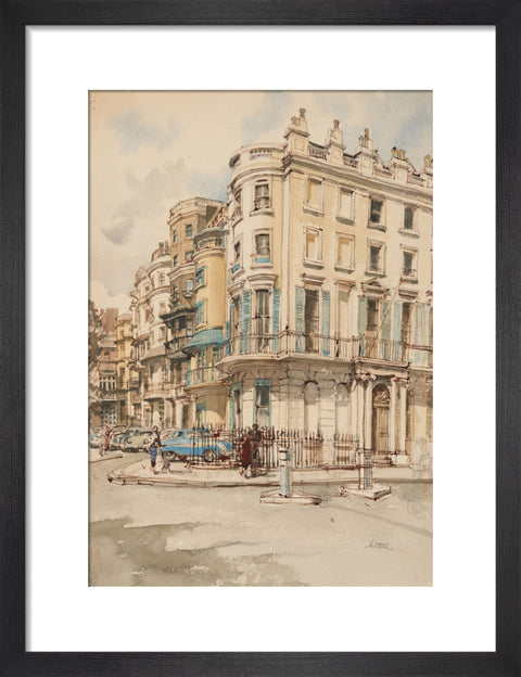 Park Lane houses from the corner of Grosvenor Street. (Art print, Small, Black)
