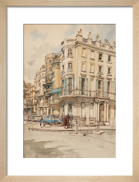 Park Lane houses from the corner of Grosvenor Street. (Art print, Small, Natural)