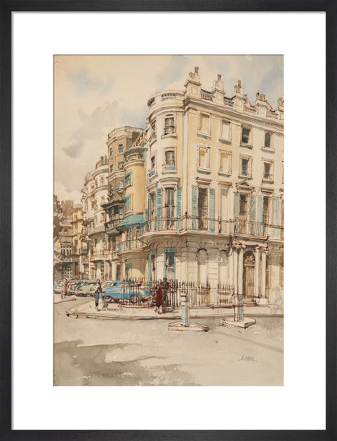 Park Lane houses from the corner of Grosvenor Street. (Art print, Medium, Black)