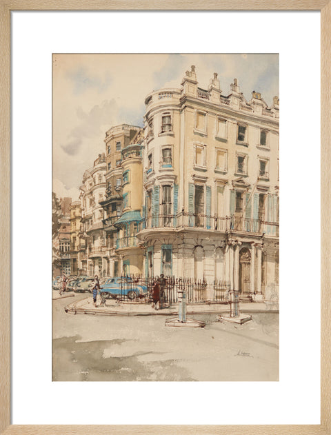 Park Lane houses from the corner of Grosvenor Street. (Art print, Medium, Natural)