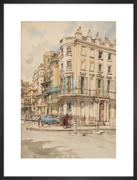 Park Lane houses from the corner of Grosvenor Street. (Art print, Large, Black)