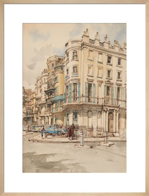 Park Lane houses from the corner of Grosvenor Street. (Art print, Large, Natural)
