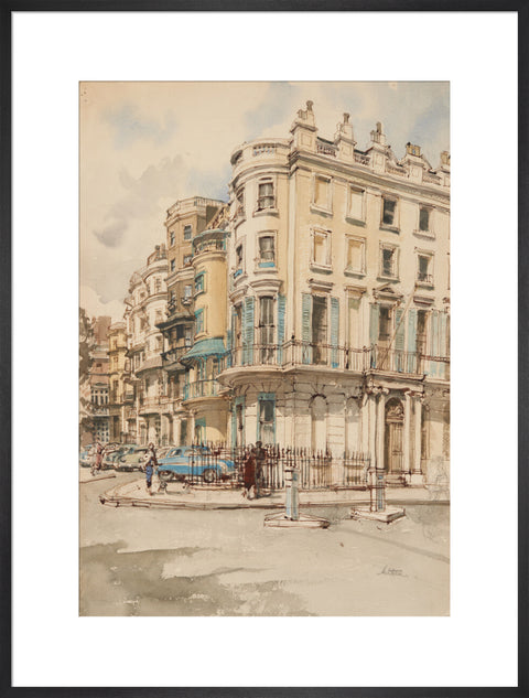 Park Lane houses from the corner of Grosvenor Street. (Art print, Extra large, Black)