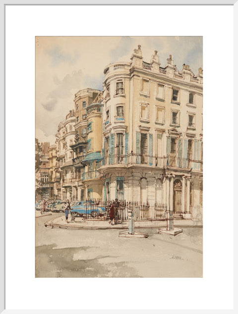 Park Lane houses from the corner of Grosvenor Street. (Art print, Extra large, White)