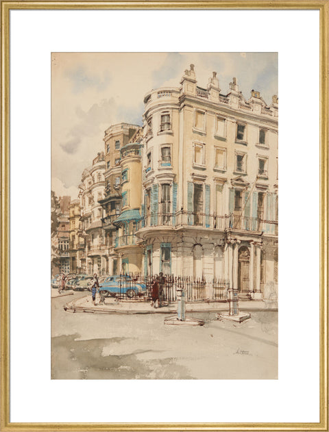 Park Lane houses from the corner of Grosvenor Street. (Art print, Extra large, Gold)