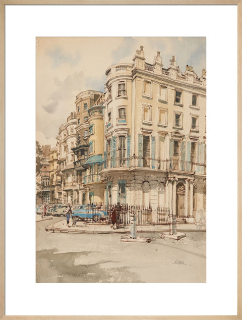Park Lane houses from the corner of Grosvenor Street. (Art print, Extra large, Natural)