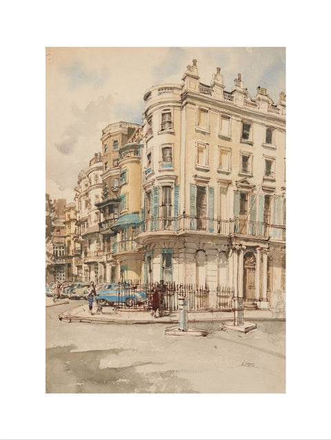Park Lane houses from the corner of Grosvenor Street. (Art print, Extra large, unframed)
