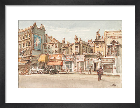 Parade of shops at Notting Hill Gate (Art print, Small, Black)
