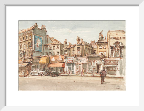 Parade of shops at Notting Hill Gate (Art print, Small, White)