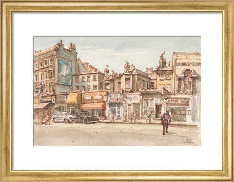 Parade of shops at Notting Hill Gate (Art print, Small, Gold)