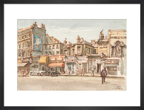 Parade of shops at Notting Hill Gate (Art print, Medium, Black)