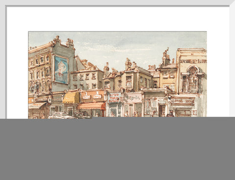 Parade of shops at Notting Hill Gate (Art print, Medium, White)