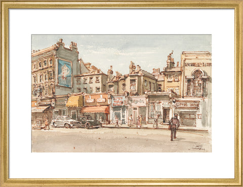 Parade of shops at Notting Hill Gate (Art print, Medium, Gold)
