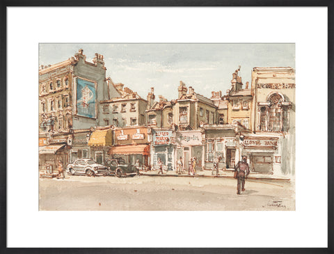 Parade of shops at Notting Hill Gate (Art print, Large, Black)