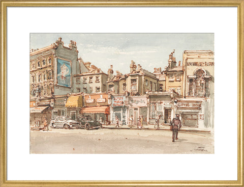 Parade of shops at Notting Hill Gate (Art print, Large, Gold)