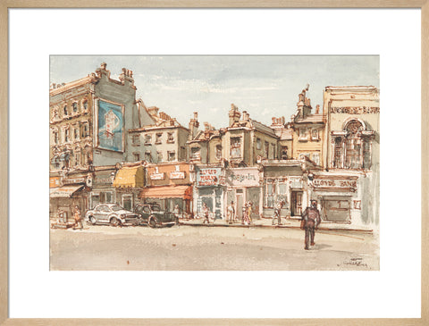 Parade of shops at Notting Hill Gate (Art print, Large, Natural)