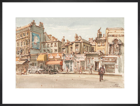 Parade of shops at Notting Hill Gate (Art print, Extra large, Black)