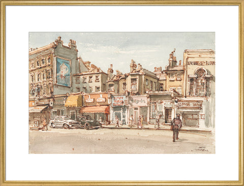 Parade of shops at Notting Hill Gate (Art print, Extra large, Gold)