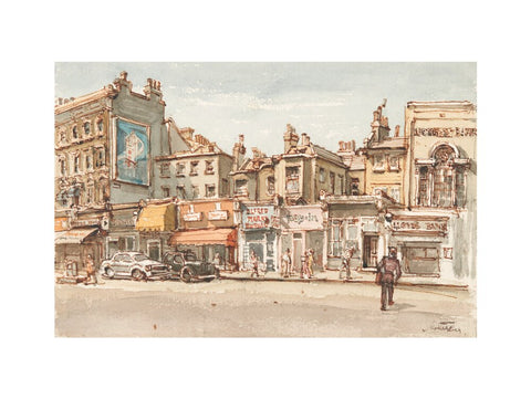 Parade of shops at Notting Hill Gate (Art print, Large, unframed)