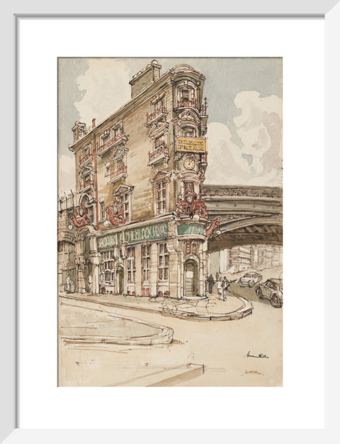 The Black Friar pub (Art print, Small, White)
