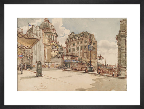 St Paul's Cathedral from St Martin le Grand (Art print, Medium, Black)