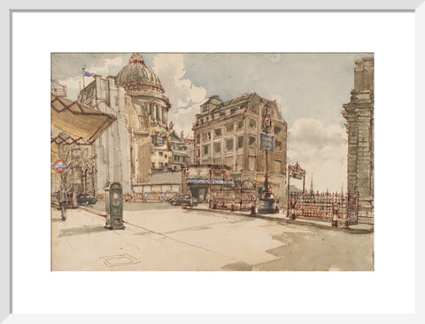 St Paul's Cathedral from St Martin le Grand (Art print, Medium, White)