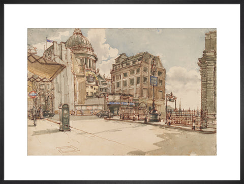 St Paul's Cathedral from St Martin le Grand (Art print, Extra large, Black)