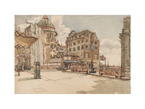 St Paul's Cathedral from St Martin le Grand (Art print, Small, unframed)