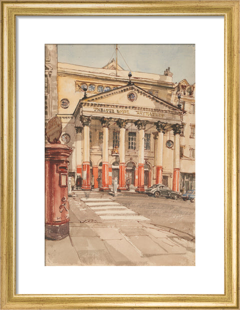 The Facade of the Theatre Royal, Haymarket (Art print, Small, Gold)