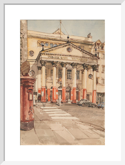 The Facade of the Theatre Royal, Haymarket (Art print, Medium, White)