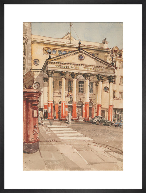 The Facade of the Theatre Royal, Haymarket (Art print, Large, Black)