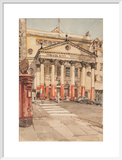 The Facade of the Theatre Royal, Haymarket (Art print, Large, White)