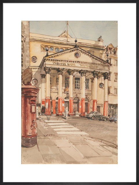 The Facade of the Theatre Royal, Haymarket (Art print, Extra large, Black)