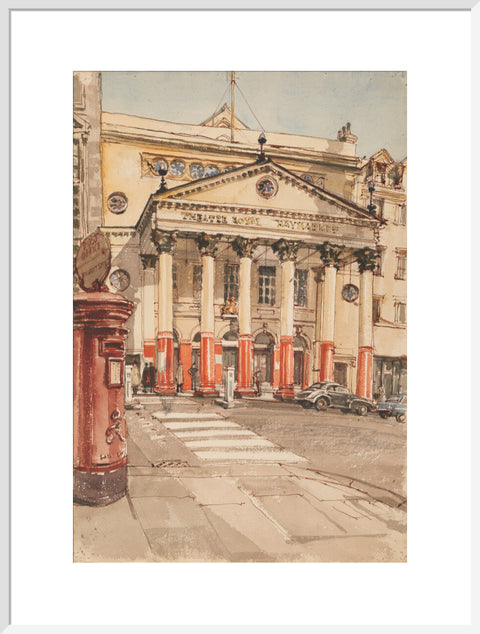 The Facade of the Theatre Royal, Haymarket (Art print, Extra large, White)