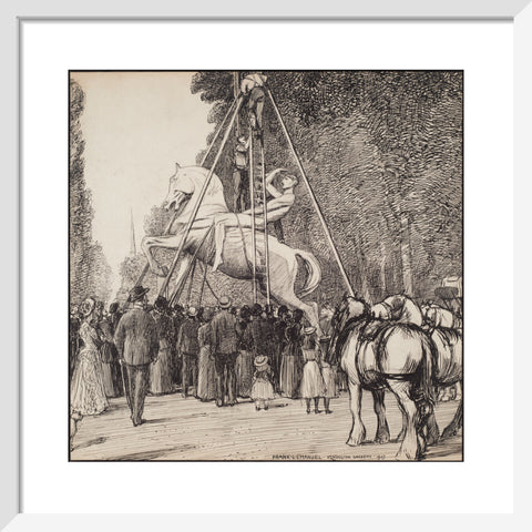 Placing Watt's Physical Energy on its pedestal in Kensington Gardens (Art print, Small, White)