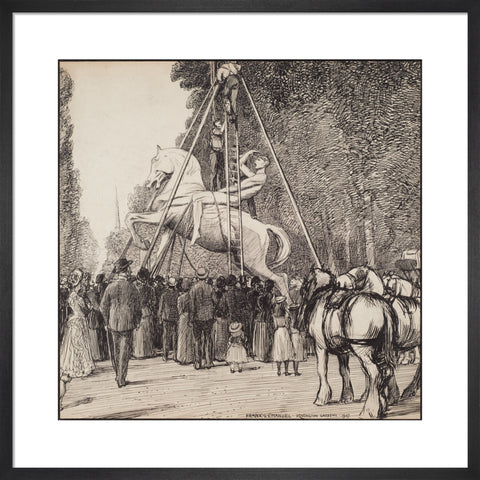 Placing Watt's Physical Energy on its pedestal in Kensington Gardens (Art print, Medium, Black)