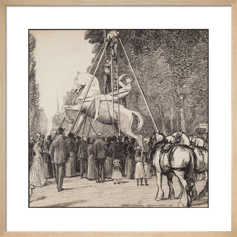 Placing Watt's Physical Energy on its pedestal in Kensington Gardens (Art print, Medium, Natural)