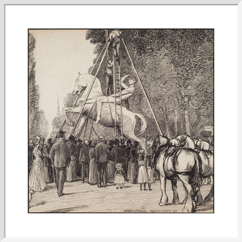 Placing Watt's Physical Energy on its pedestal in Kensington Gardens (Art print, Large, White)