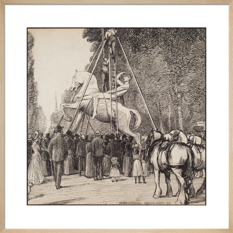 Placing Watt's Physical Energy on its pedestal in Kensington Gardens (Art print, Large, Natural)