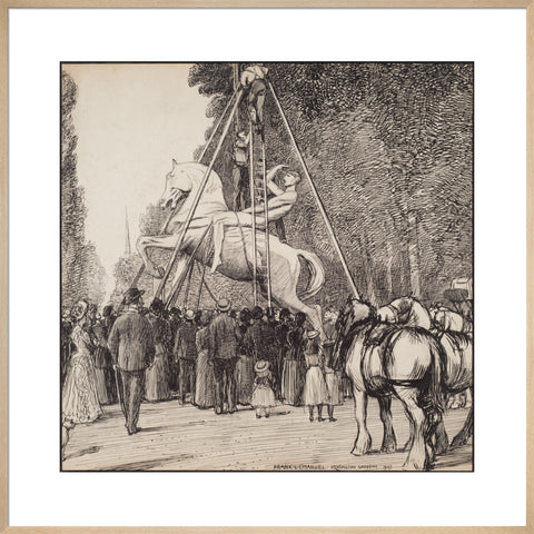 Placing Watt's Physical Energy on its pedestal in Kensington Gardens (Art print, Extra large, Natural)