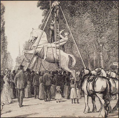 Placing Watt's Physical Energy on its pedestal in Kensington Gardens