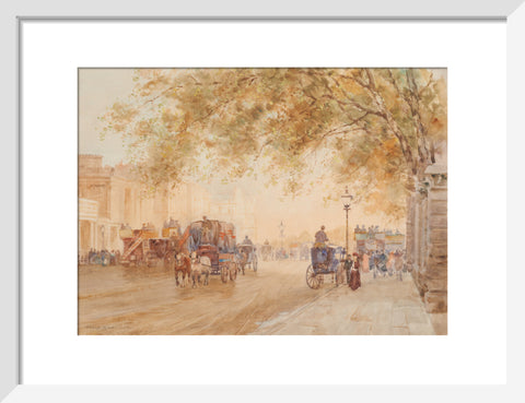 View of Hyde Park Corner with omnibuses and wagons (Art print, Small, White)