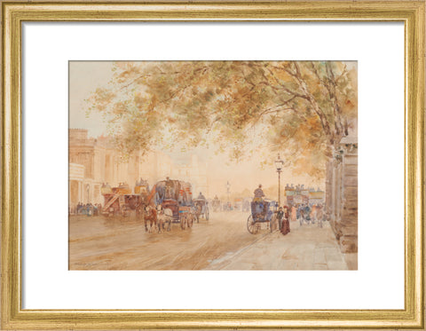 View of Hyde Park Corner with omnibuses and wagons (Art print, Small, Gold)